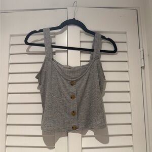 Tresics Gray Button-Down Crop Tank